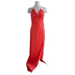 NWT Aidan Mattox Strapless Satin Column Gown in Sugar Coral Wedding Prom Size 2